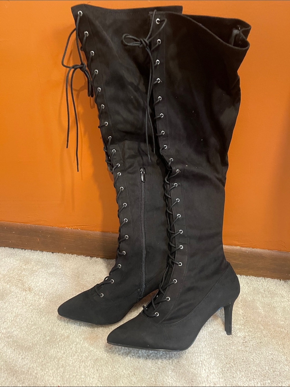 Torrid Lace Up Over the Knee Faux Suede Boots